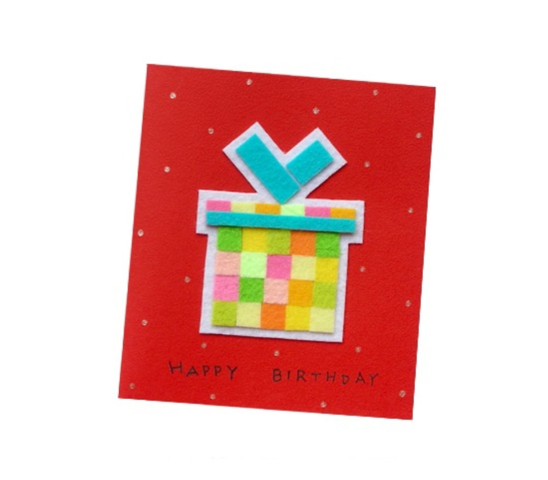 手工卡片 _ 马赛克礼盒生日卡 C ..... 生日卡、感谢卡 - 卡片/明信片 - 纸 红色