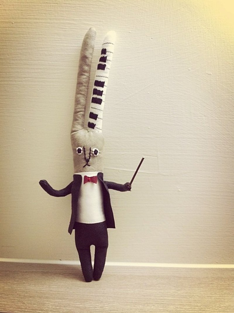 兔子指挥家 - 玩偶/公仔 - 棉．麻 黑色