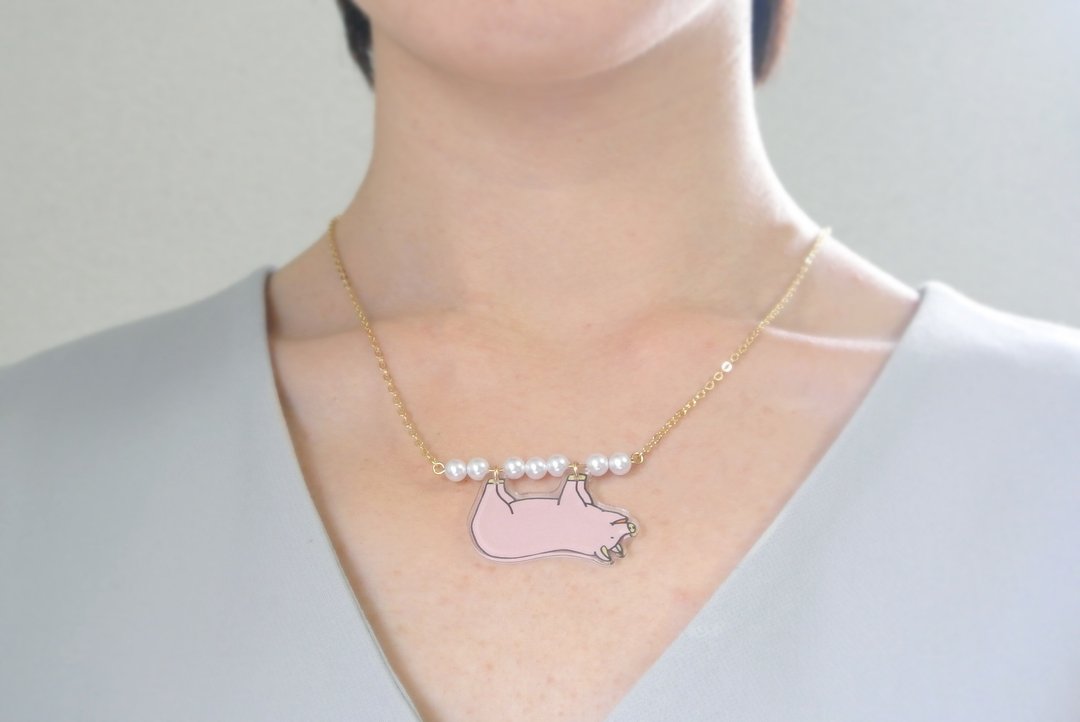 The Pigs before being baked Necklace - 项链 - 压克力 粉红色