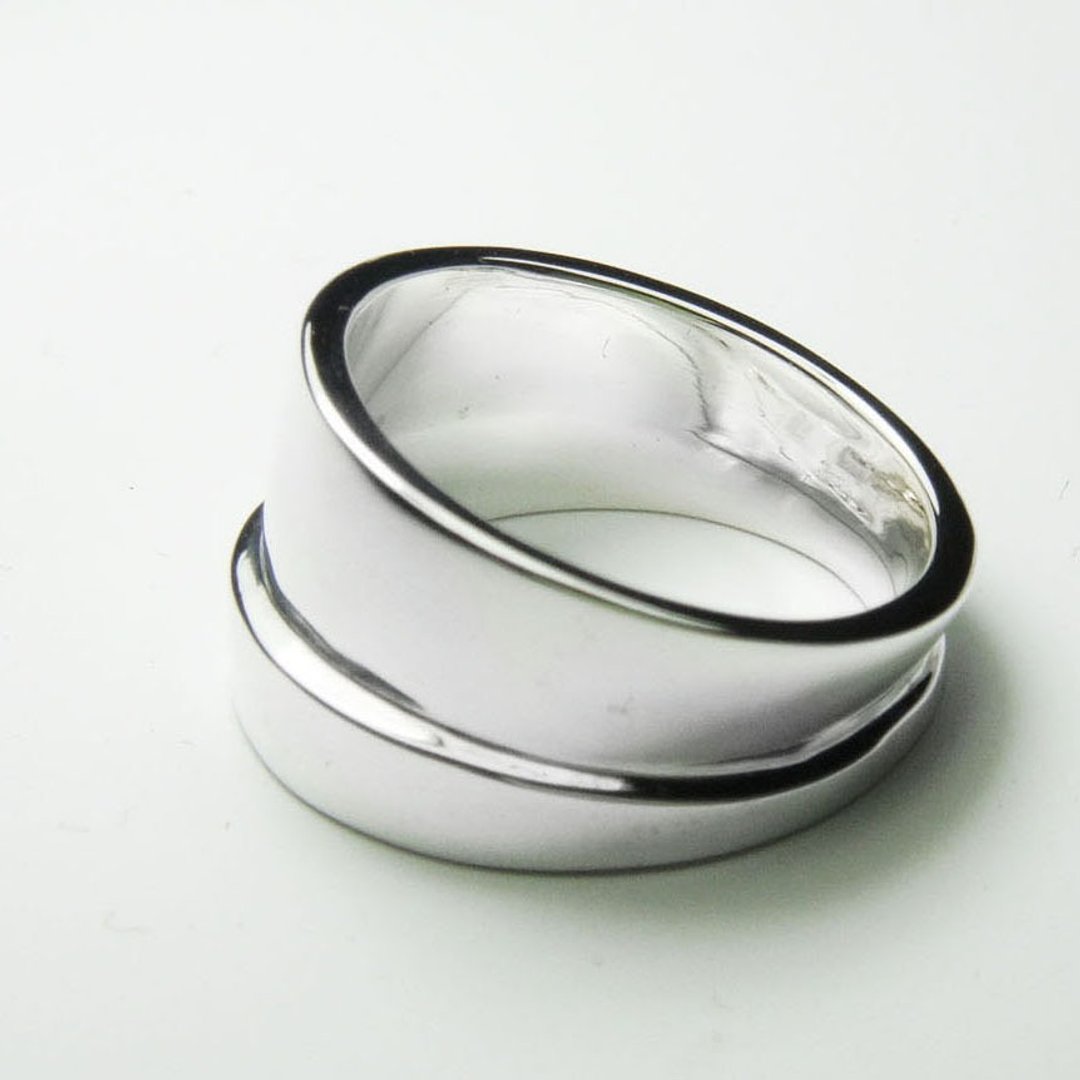 手工造型戒 V-Ring 925 纯银戒指 男生戒指 - 戒指 - 纯银 银色