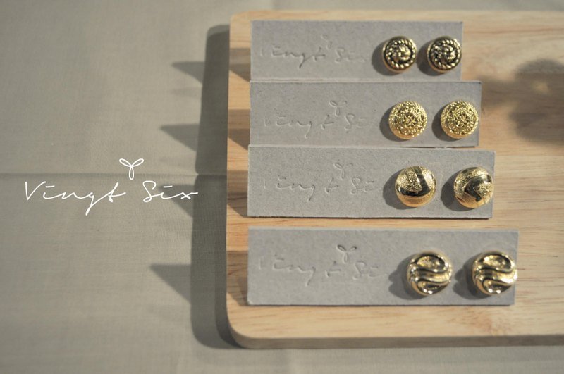 复古扣子耳环(任选一款) - 耳环/耳夹 - 其他金属 