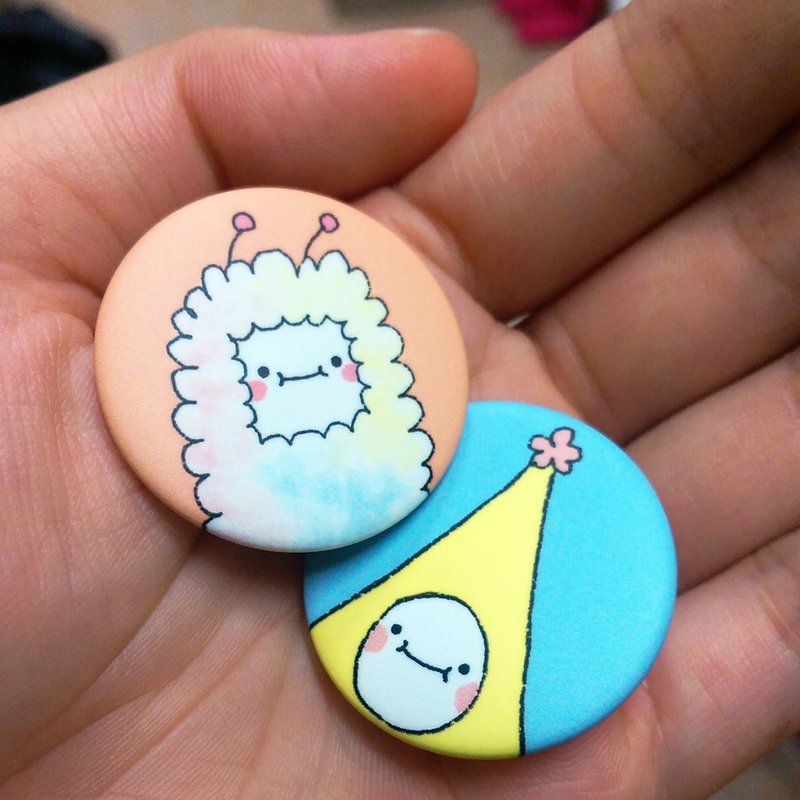 蕉星与绵绵－圆圆胸章 - 徽章/别针 - 塑料 多色