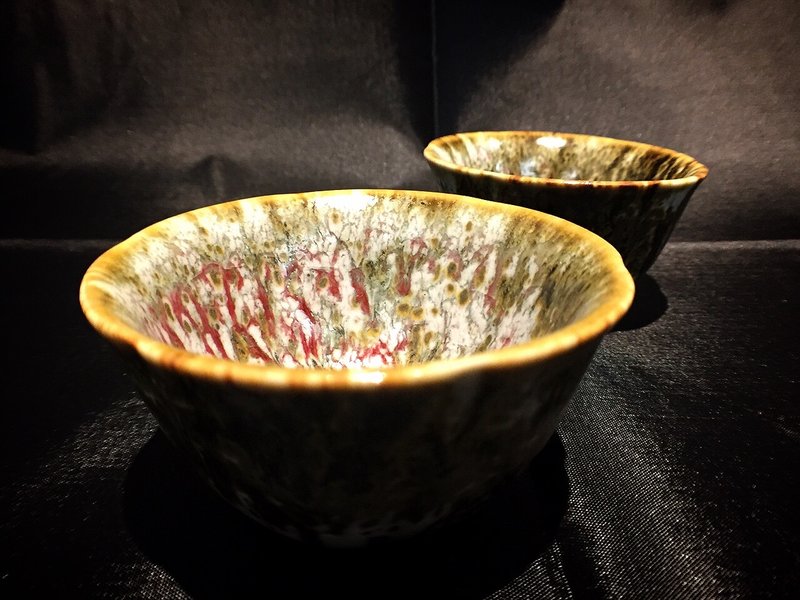 吴大山老师 油滴天目小葵花杯一对(陶) - 茶具/茶杯 - 其他材质 绿色