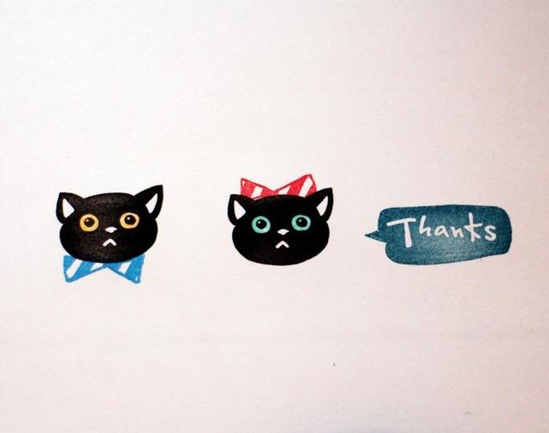 【好评加售】 Boy ? Gir l? 猫咪 多色印章 橡皮擦印章 - 印章/印台 - 木头 白色