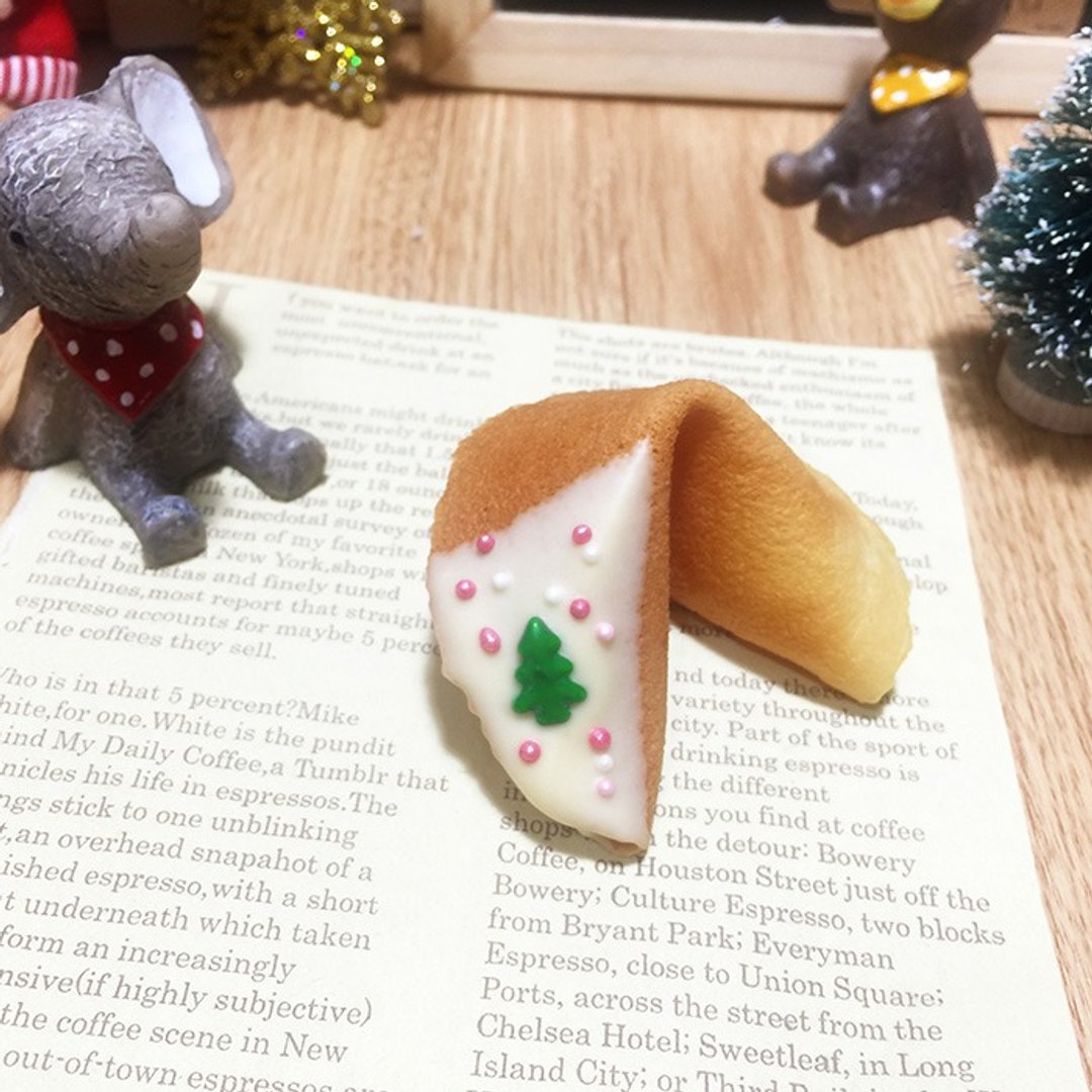 雪人圣诞礼盒 幸运饼干 圣诞树红拐杖白巧克力风味  圣诞交换礼物Merry Christmas FORTUNE COOKIE - 手工饼干 - 新鲜食材 绿色