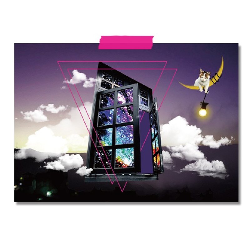 明信片 心灵之窗月亮猫 - 卡片/明信片 - 纸 紫色