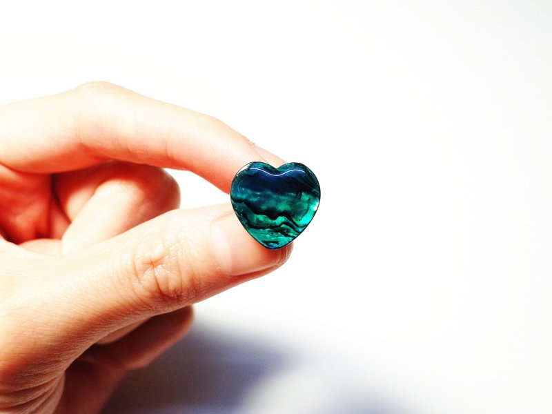 大爱心鲍鱼贝 925纯银耳环 (单支/2色) - 耳环/耳夹 - 贝壳 绿色