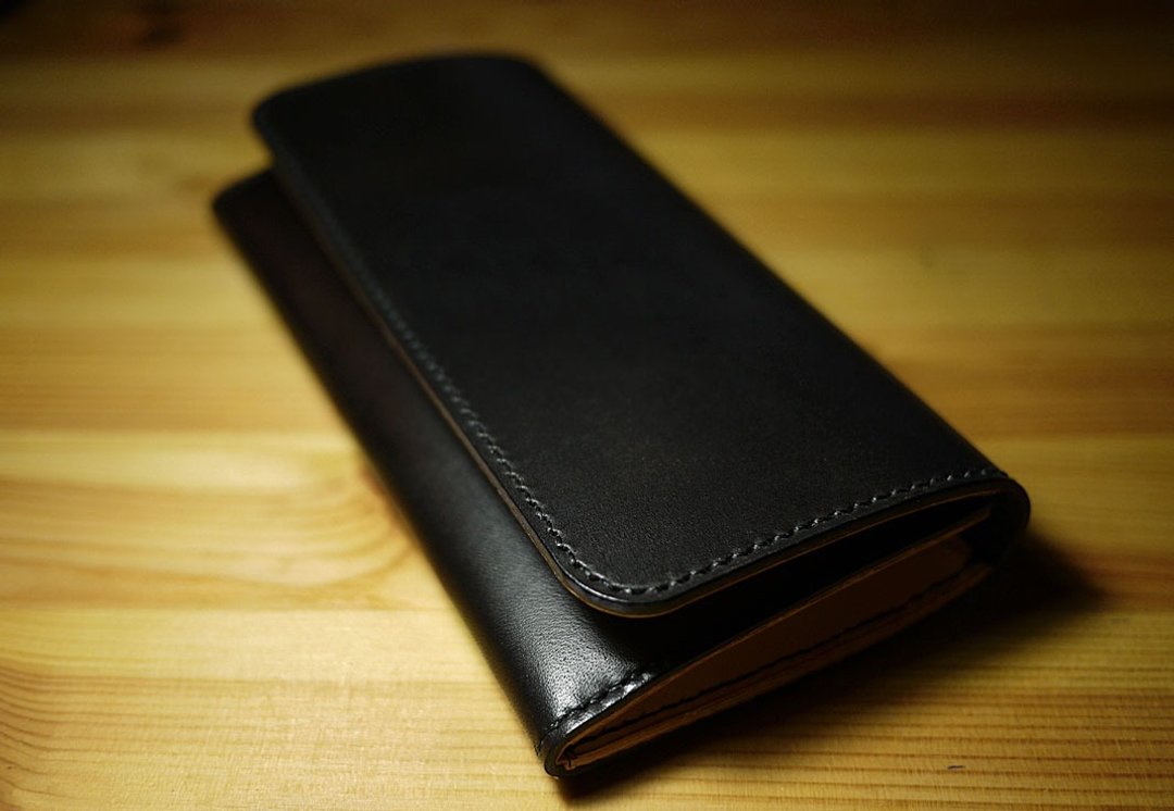 小岛手工长皮夹 LEATHER LONG WALLET - 皮夹/钱包 - 真皮 黑色