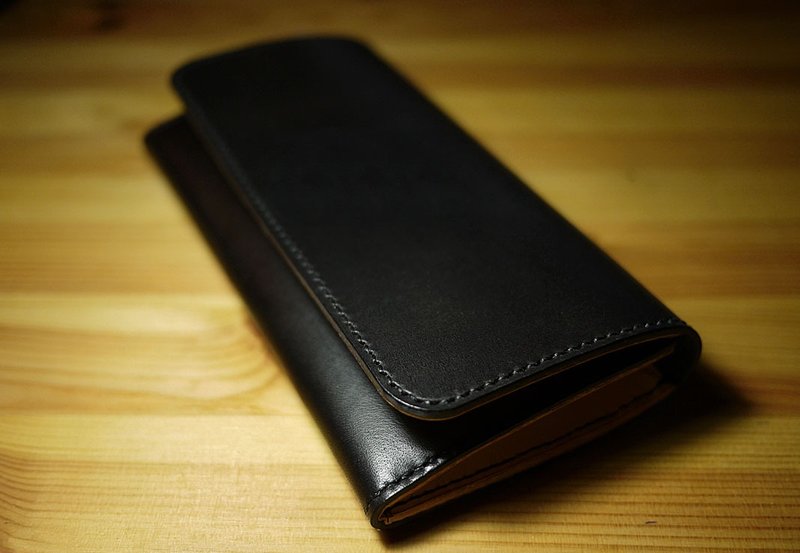 小岛手工长皮夹 LEATHER LONG WALLET - 皮夹/钱包 - 真皮 黑色