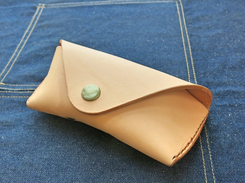 外刚内柔眼镜盒 原色植鞣牛皮.手工缝制【JANE_one_piece】 - 眼镜/眼镜框 - 真皮 咖啡色