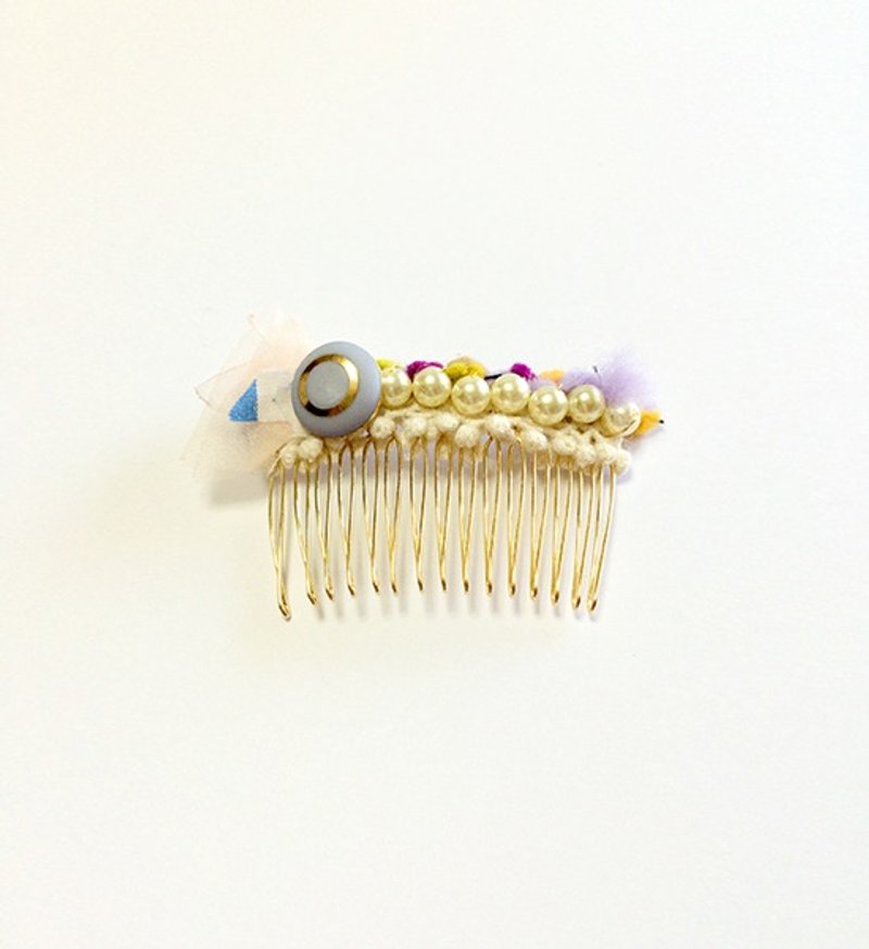 珍珠复古钮扣小发簪 - 项链 - 其他金属 蓝色