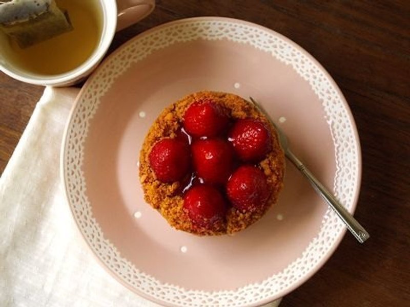 日本 IZAWA fillette少女心情 蕾丝与水玉大圆盘 粉红  *绝版商品，最后数量 - 浅碟/小碟子 - 瓷 粉红色