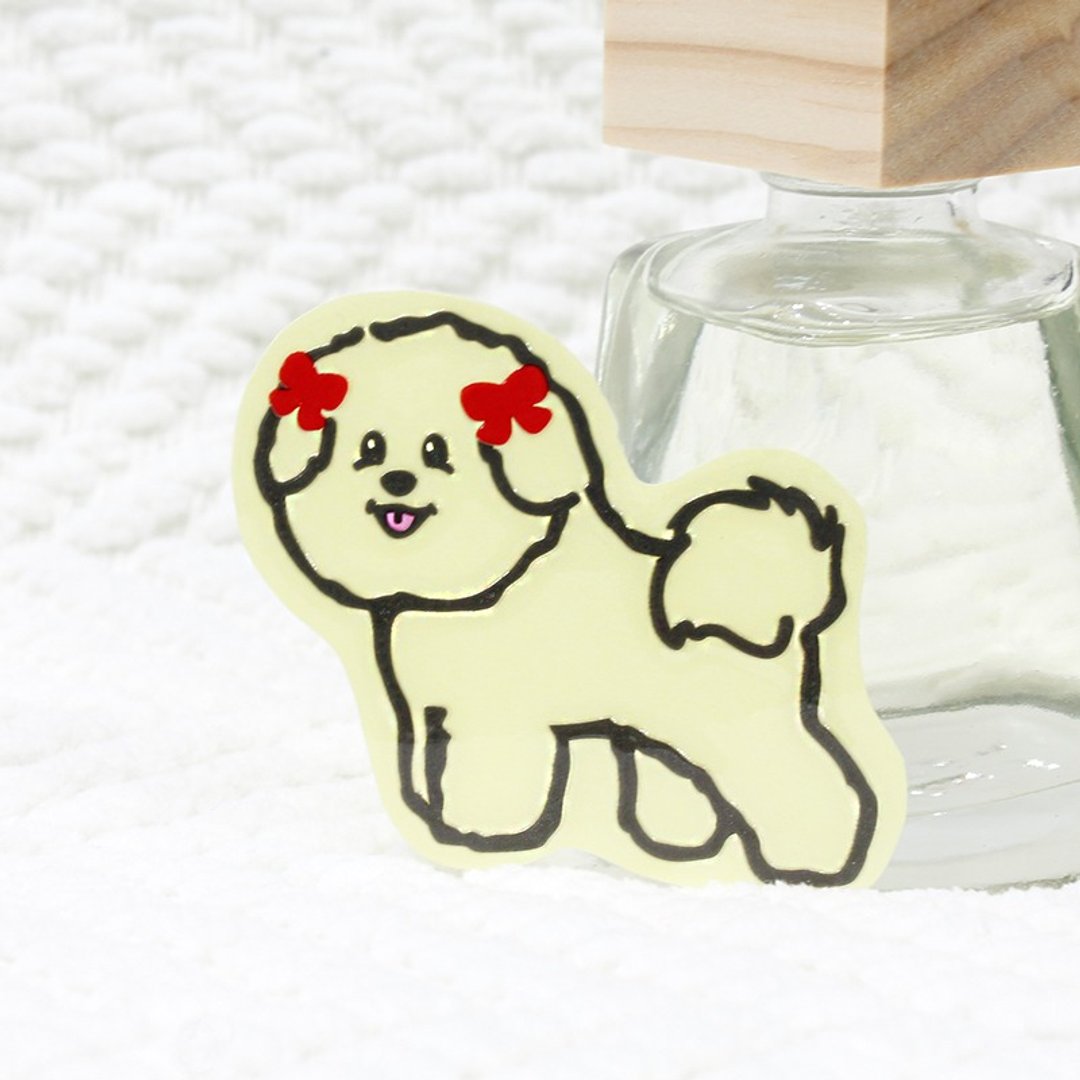 比熊贴纸 绑啾啾款 Bichon Frisé - 其他 - 防水材质 白色