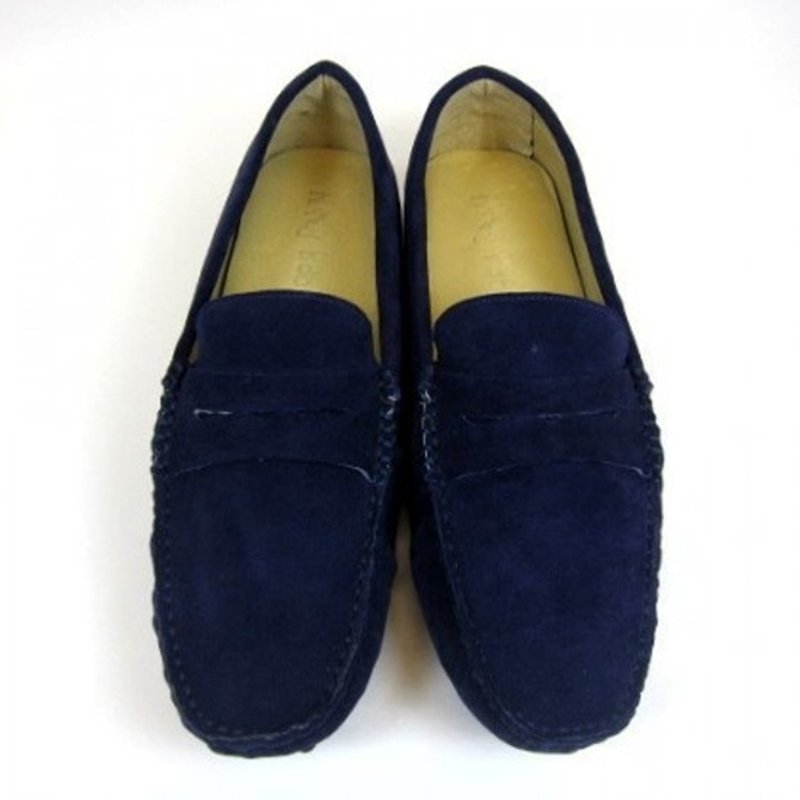 堡贝王真皮手工鞋(男） 羊皮室外鞋【磨砂/豆底/深紫】 - 男款休闲鞋 - 真皮 紫色