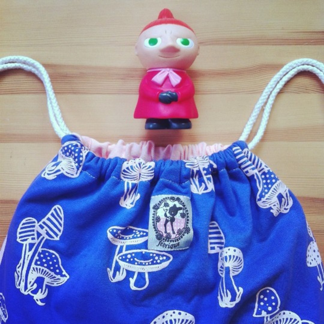 Slipknot Handmade Bag Purple striped mushrooms cute purple MUSHROOM silkscreen handprinted drawstring bag. - 束口袋双肩包 - 其他材质 紫色