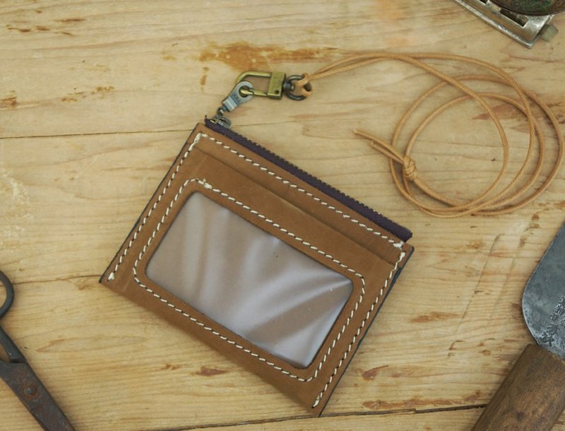 【磨面牛皮】证件夹便包 （免费刻字、质感包装） - 证件套/卡套 - 真皮 橘色