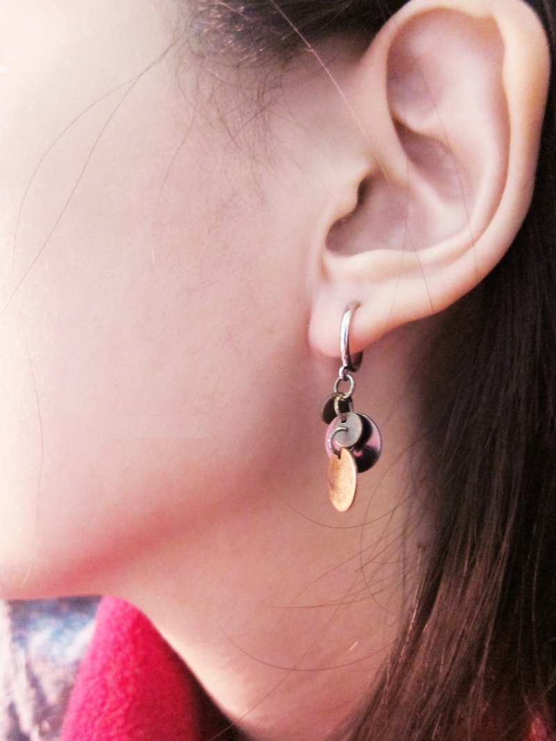 【堆叠】圈圈我们 - 耳环/耳夹 - 其他金属 咖啡色