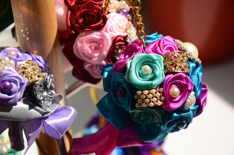 CAmelliaT茶花猫*珠宝捧花钥匙圈[风华夫人款]*婚礼小物*姊妹礼 - 钥匙链/钥匙包 - 其他材质 多色