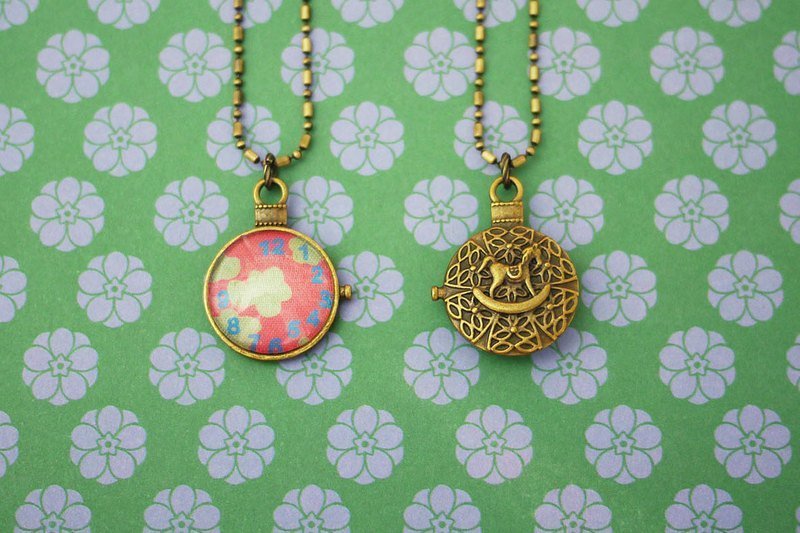 ▲你那边几点?▲伪时钟长链▲小云朵▲ - 项链 - 其他金属 卡其色