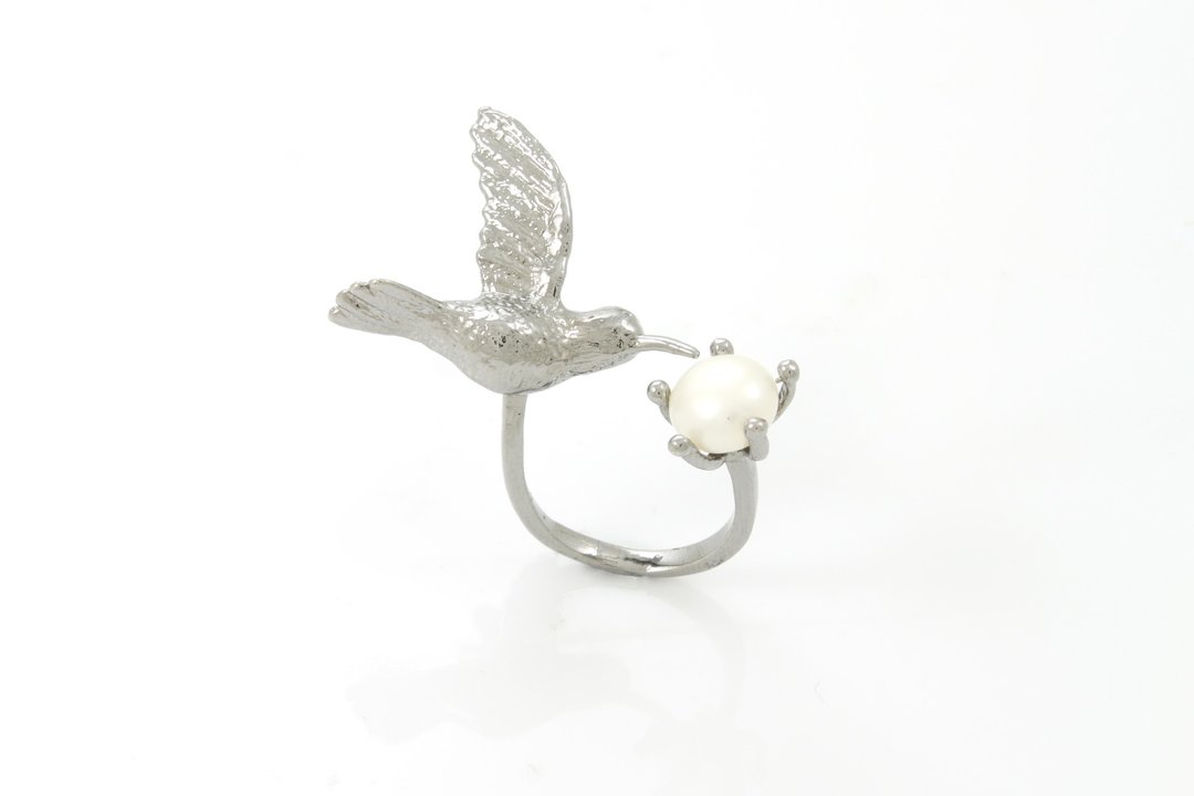 Humming Bird Ring - black ruthenium - 戒指 - 其他金属 黑色