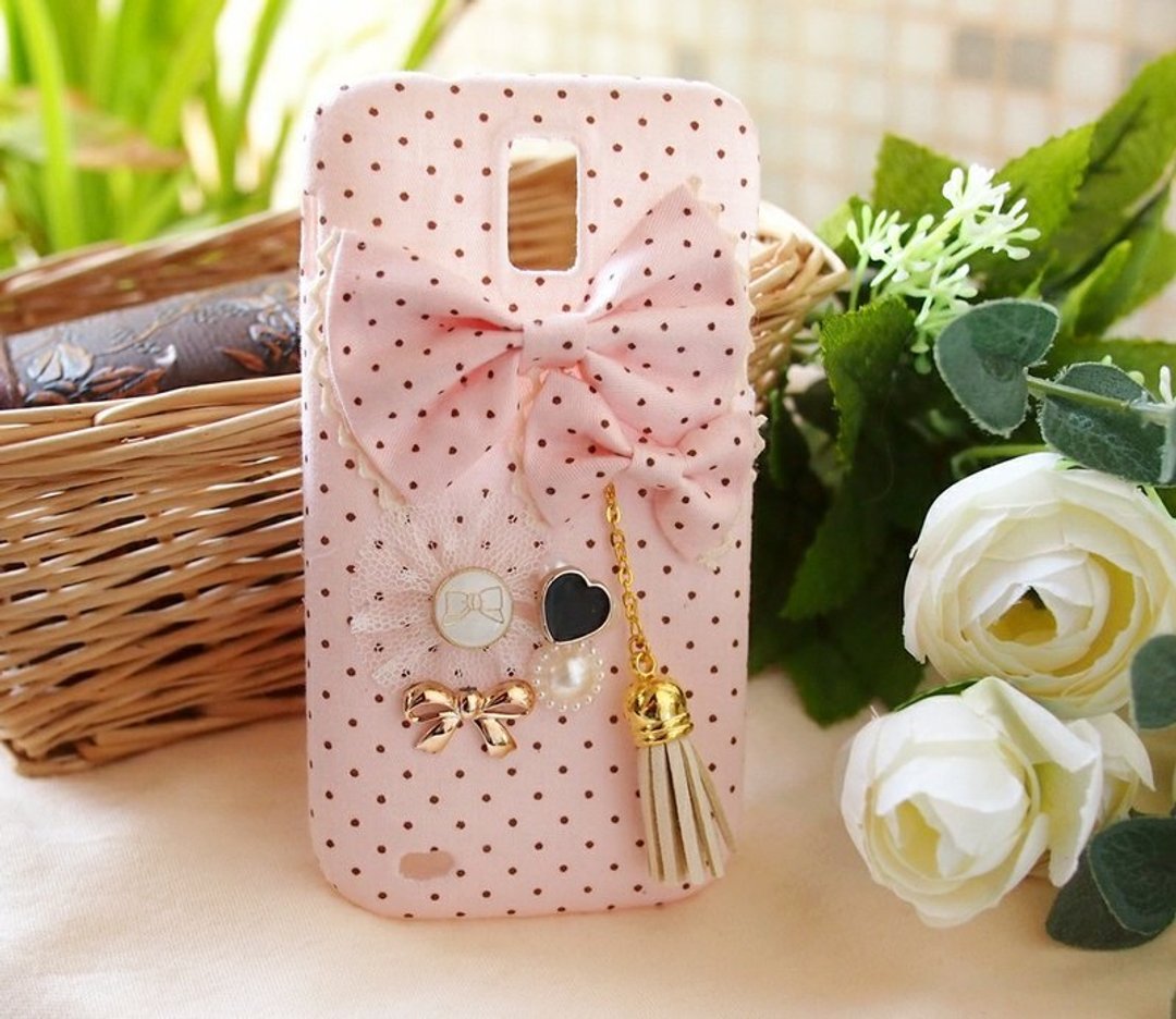 布艺 韩国风蝴蝶结流苏手机壳 保护壳  Samsung Galaxy S6 S5 S4 S3 Note 2 Note3 Note4 - 其他 - 其他材质 粉红色