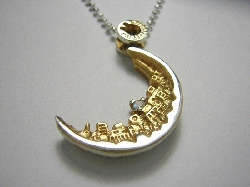 cookie moon ( crescent moon sterling silver gold-plated 餅乾 饼干 月 兔 衢 街 垂飾 鍍金 銀 ) - 项链 - 纯银 金色