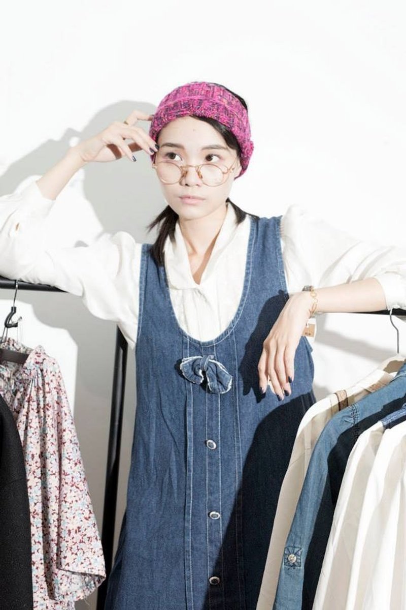 Lan 手作针织发带(花纱 亮桃红) - 发带/发箍 - 其他材质 粉红色