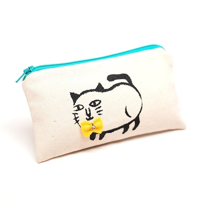 手印 花花猫咪零钱包 - 零钱包 - 其他材质 白色