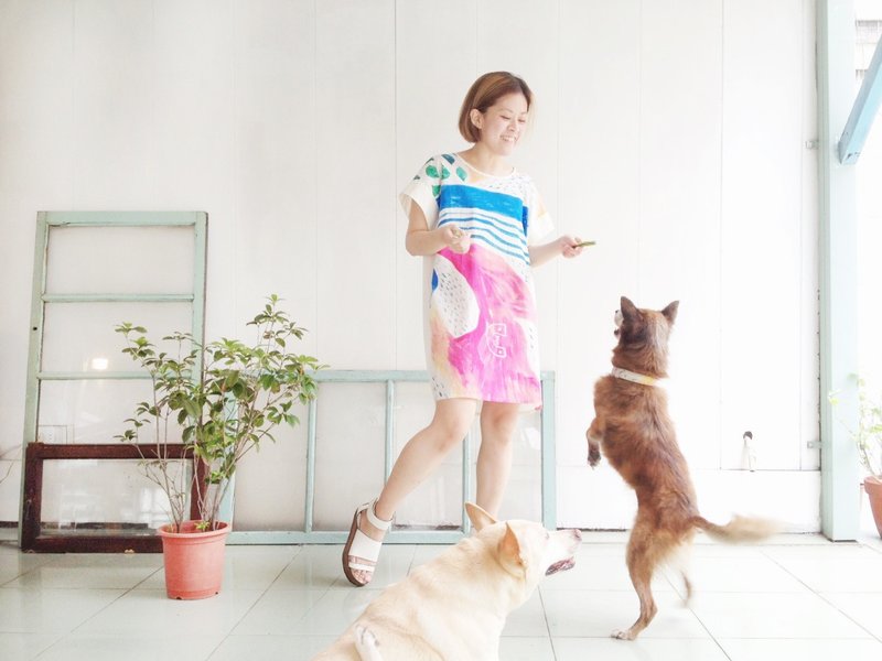 樱色经过的风景/ 宽版洋装 - 洋装/连衣裙 - 其他材质 粉红色