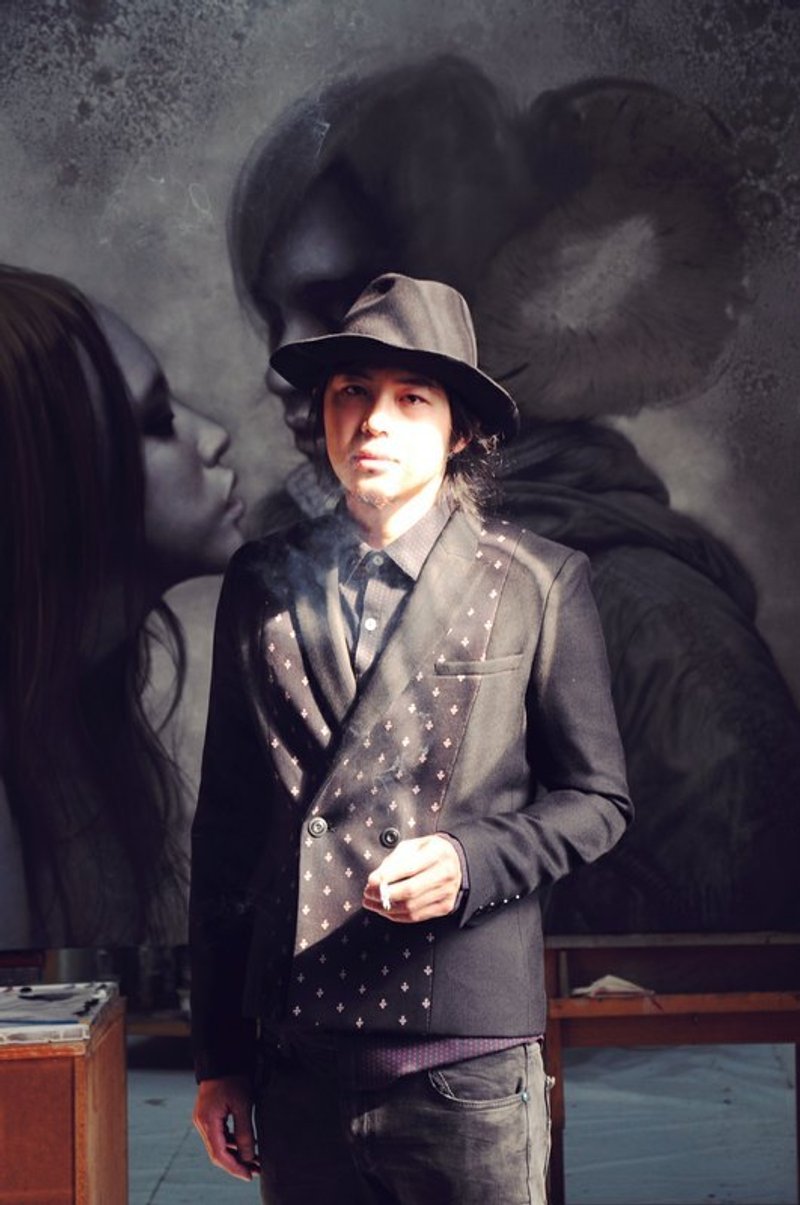 MachismoX罗展鹏-白面者针织剪接西装 - 男装外套 - 其他材质 黑色