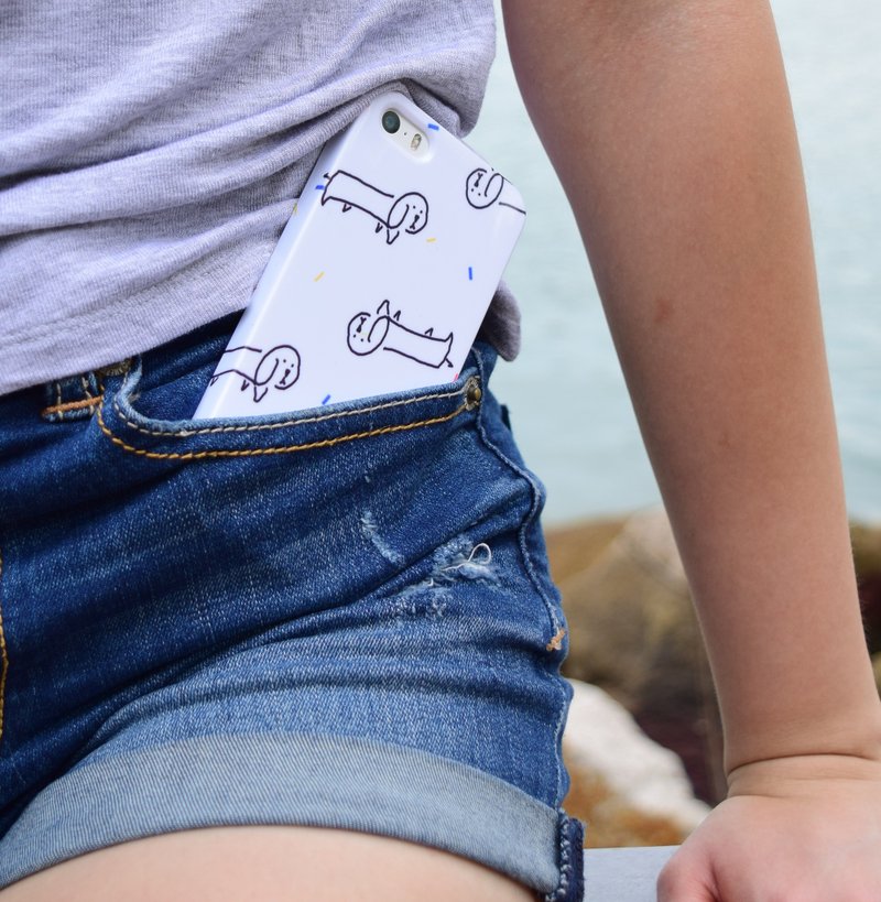 腊肠狗 iPhone LG手机壳 定制型号 刻字 Samsung保护套 狗手机壳 可爱动物 插画 质感 生日礼物 交换礼物 圣诞礼物 HUAWEI空压壳 - 手机壳/手机套 - 塑料 白色