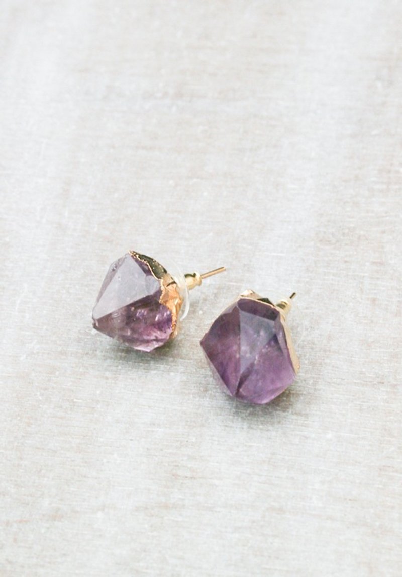 THEMIS 紫水晶铆钉耳环 - 耳环/耳夹 - 宝石 紫色