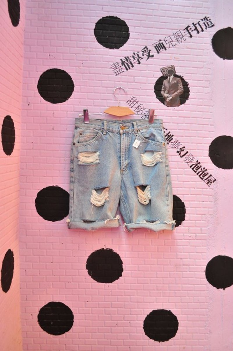 我不是文青我只是瘀青．破的刚刚好小短裤 - 女装长裤 - 其他材质 蓝色