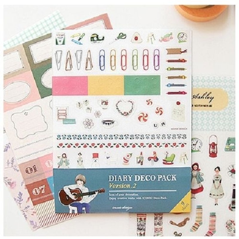 Dessin x Iconic-第二代ABD日记本好朋友贴纸组-9入 (ICO96384) - 贴纸 - 纸 多色