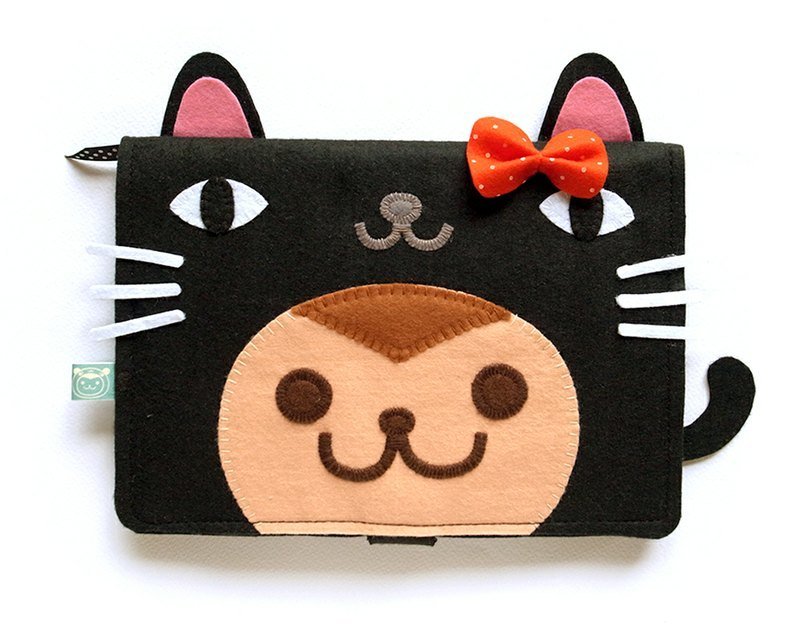 BoSARU 神秘黑猫猴 妈妈宝宝手册书套 - 书衣/书套 - 聚酯纤维 黑色