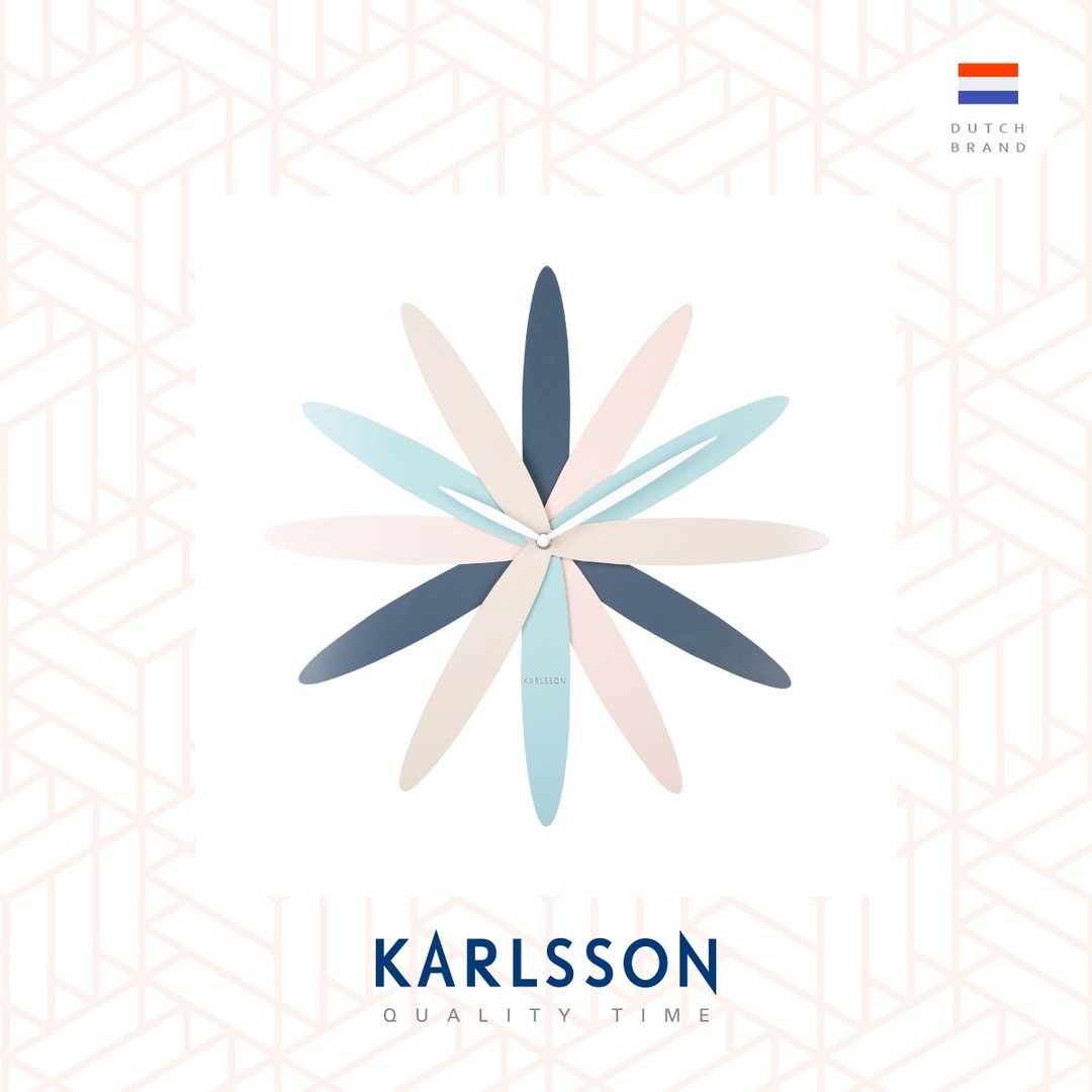 荷兰Karlsson, Wall clock 45cm Bloom blush multi colour - 时钟/闹钟 - 其他金属 蓝色