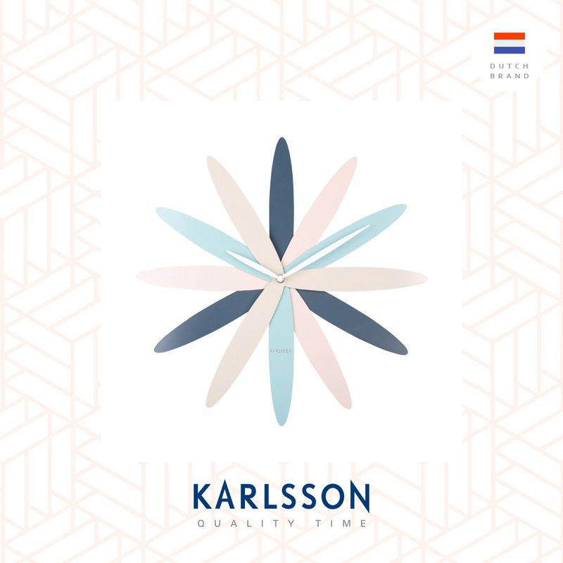 荷兰Karlsson, Wall clock 45cm Bloom blush multi colour - 时钟/闹钟 - 其他金属 蓝色