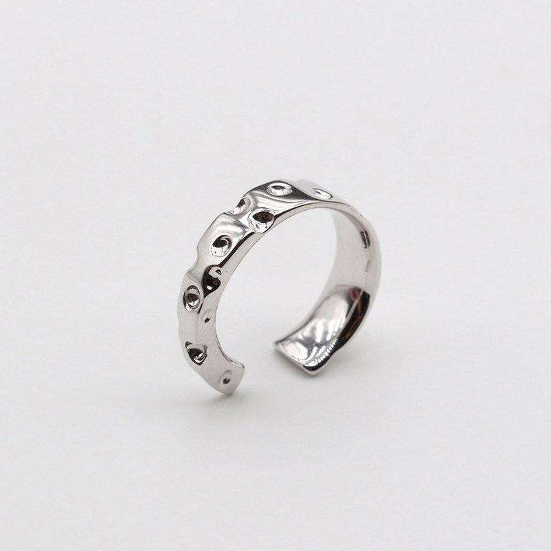 奶酪 纯银戒指 宽版戒指 开放式戒指 - 戒指 - 纯银 银色