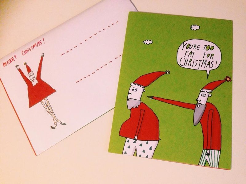 你太胖了/圣诞大卡片 - 卡片/明信片 - 纸 绿色