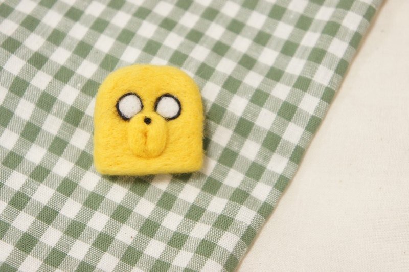 羊毛毡别针/吊饰/发圈 - 探险活宝/老皮 - 胸针 - 羊毛 黄色