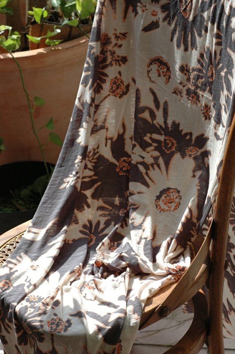 纯棉印花围巾 - 丝巾 - 棉．麻 蓝色