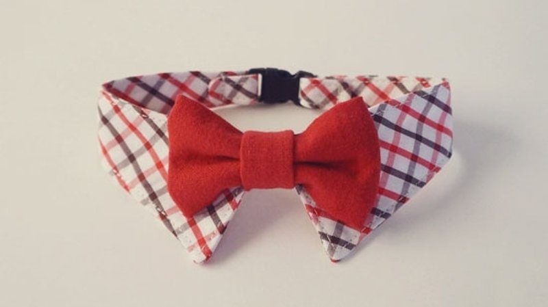 【Miya ko.杂货布手作】猫猫狗狗 领结/绅士领子/蝴蝶结/帅气格子/宠物项圈(黄O庭下单区) - 项圈/牵绳 - 其他材质 