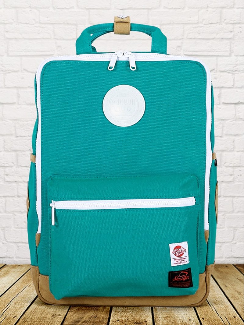 [SKUllTWO] 湖水绿 / 古着帆布 13寸笔电后背包 / 背带加厚改良版 - 后背包/双肩包 - 其他材质 绿色