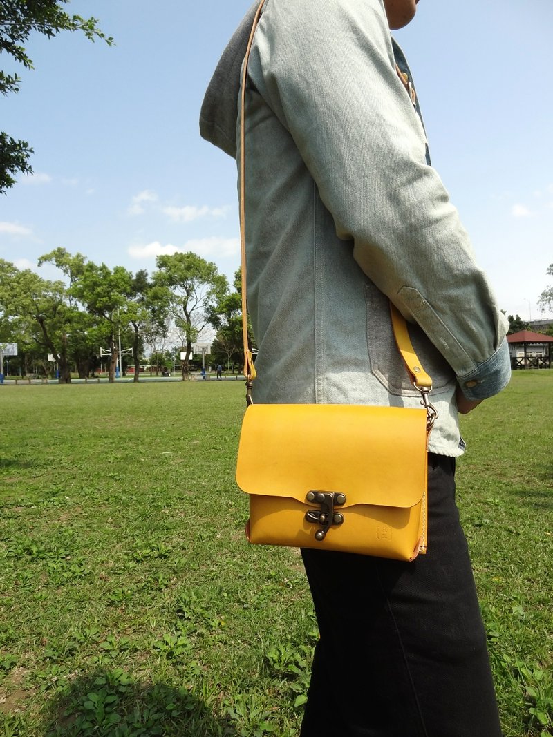 单车乐活包(无内里 附背带） - 侧背包/斜挎包 - 真皮 黄色