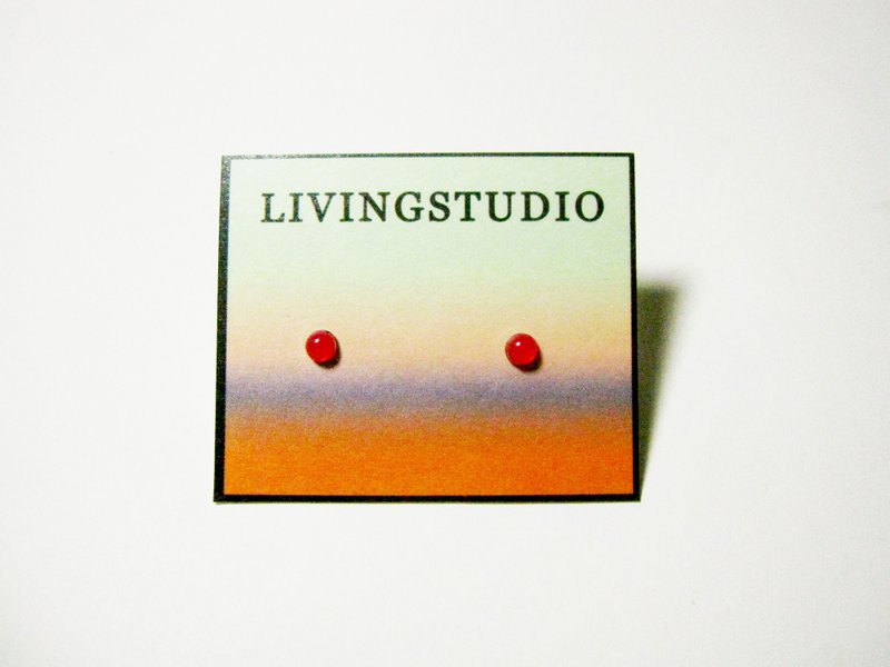 小冰滴 胭脂红(2款) _ 小耳环 可改夹 - 耳环/耳夹 - 塑料 红色