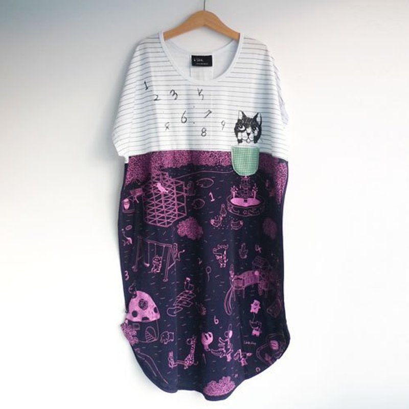 ：Urb.【公园躲猫猫】女/长椭圆附绳多穿 - 洋装/连衣裙 - 棉．麻 紫色