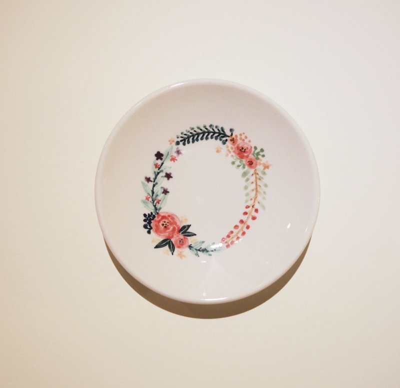 手绘小瓷盘-字母 O -定制化、姓名 - 浅碟/小碟子 - 瓷 红色