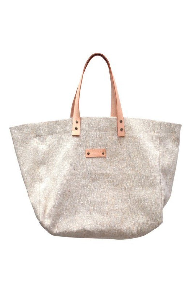 manta大包 [米白亚麻]: 牛皮背带 已售完 - 侧背包/斜挎包 - 其他材质 卡其色