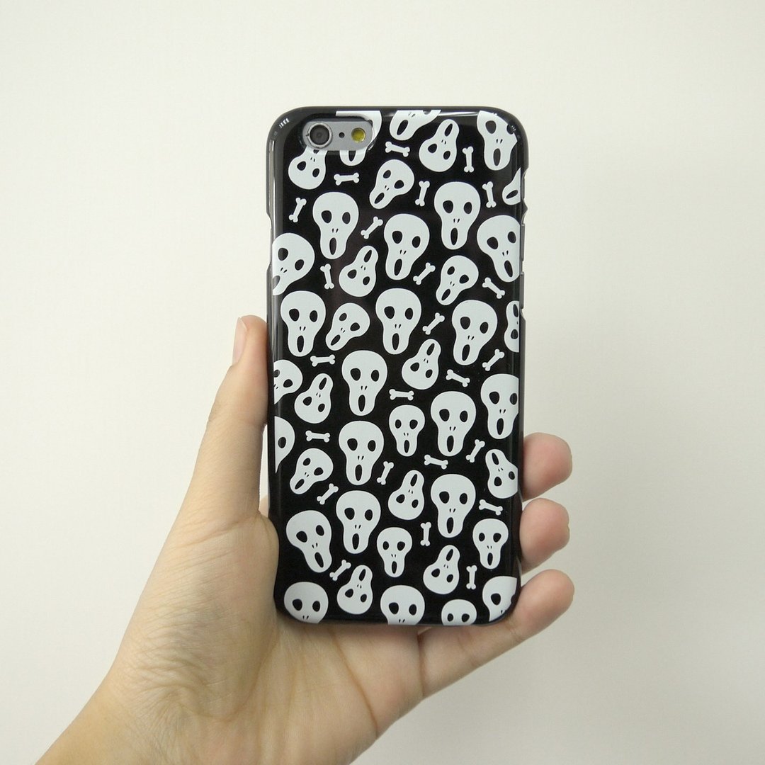 香港原创设计 万圣节黑色骨头图案 iPhone X,  iPhone 8,  iPhone 8 Plus,  iPhone 7, iPhone 7 Plus, iphone 6/6S , iphone 6/6S PLUS, Samsung Galaxy Note 7 透明手机壳 - 手机壳/手机套 - 塑料 黑色