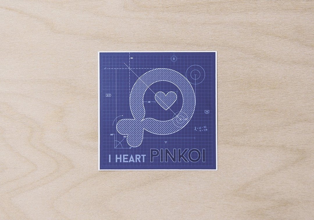 I HEART PINKOI 美国防水大贴纸 - 贴纸 - 纸 蓝色